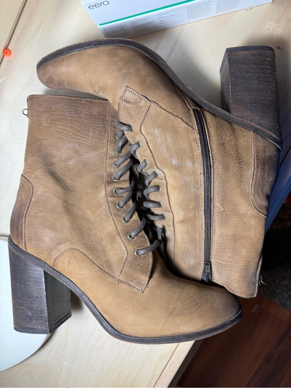 Boutique 9 Lace-Up Block Heel Ankle Boots - Brown